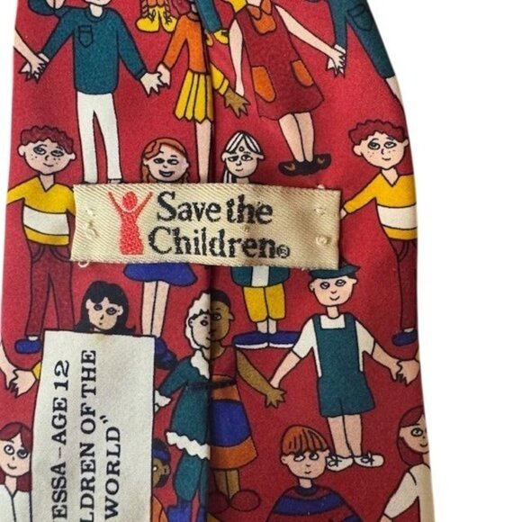 Save The Children "Children Of The World" Red Silk Tie - Picture 4 of 7